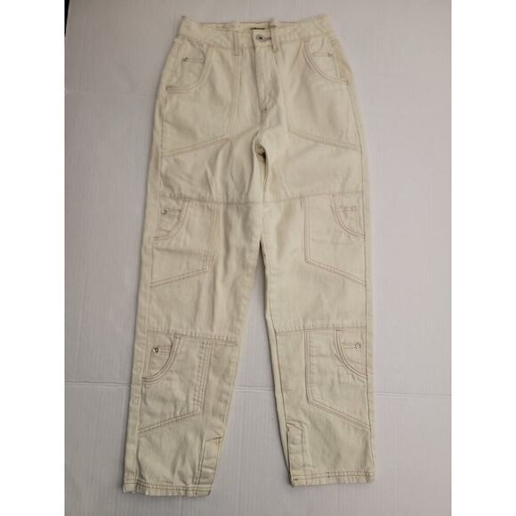 Maniere De Voir Cargo Denim Jeans Women’s 2 Tapered Snapp Of Ankle Stretwear - Picture 2 of 11